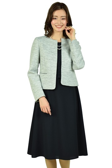 COCCOLUSSI 東京ソワール トップスレースネイビー×グレーワンピース