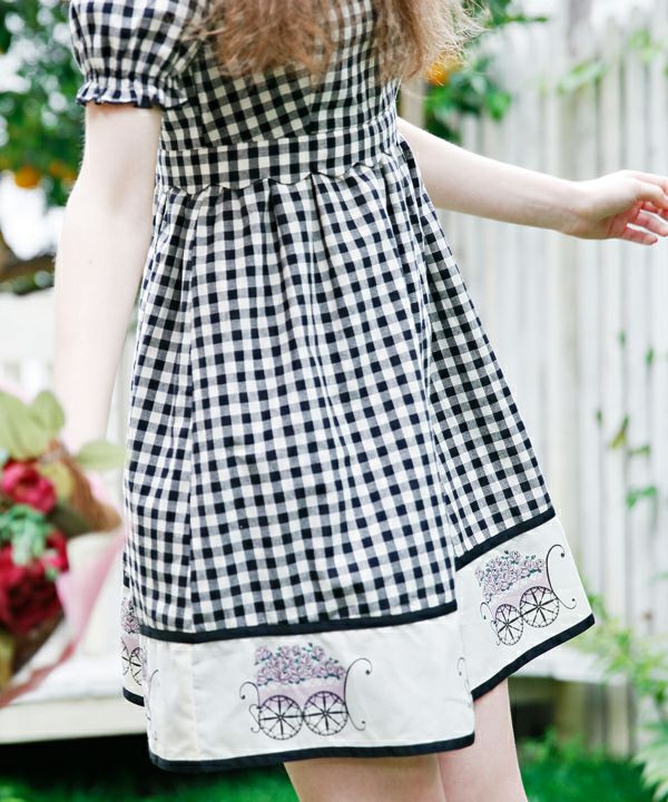 フラワーワゴンプリントギンガムチェックワンピースSet/Roseline by F