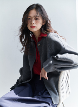 EC限定色】＜super 100's＞リバーノーカラーショートコート｜LOUNIE