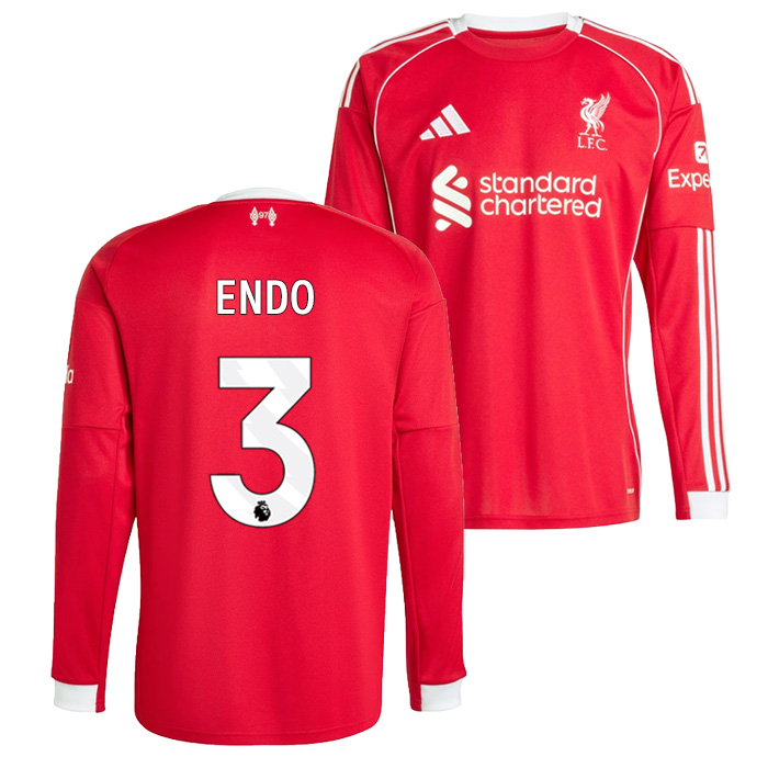 リバプール 25-26 ホーム 長袖 ユニフォーム No.3 遠藤航【adidas