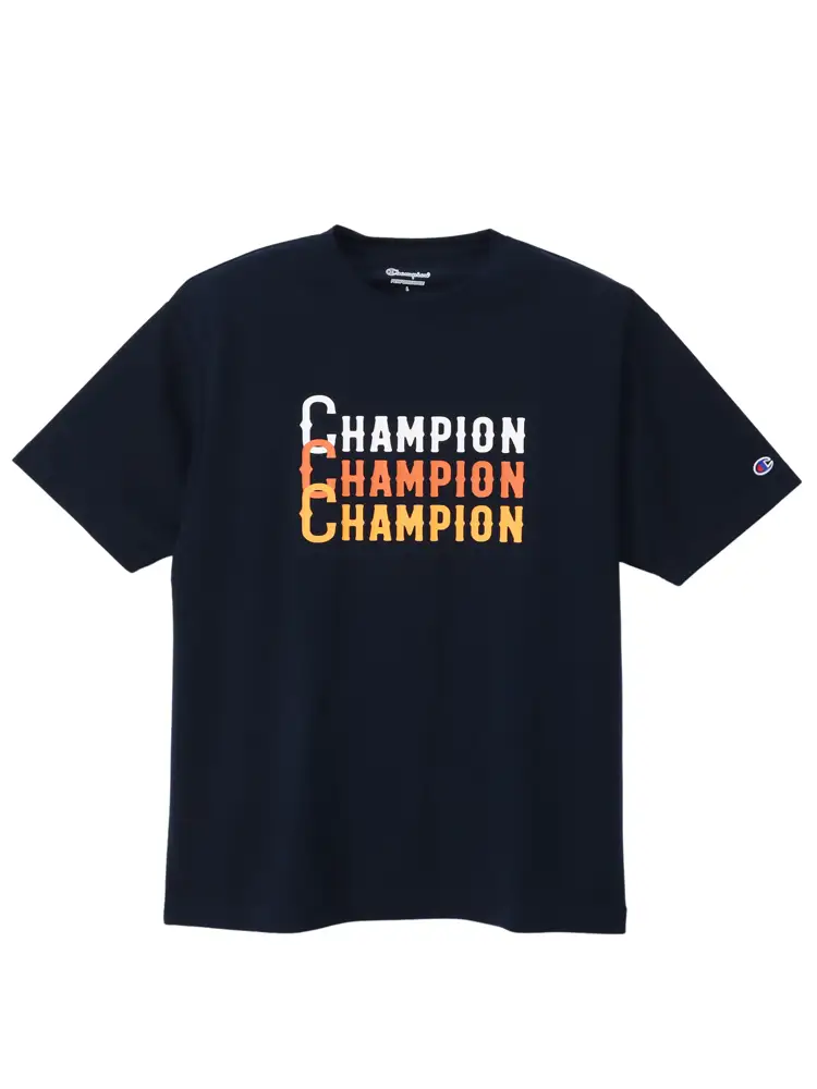 ネイビー 【Champion(チャンピオン)】機能3段ロゴTシャツ | フォーエル