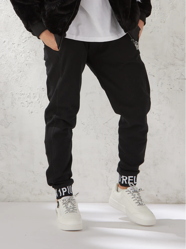 ブラック 【1PIU1UGUALE3 RELAX】HEM LOGO LONG PANTS | フォーエル