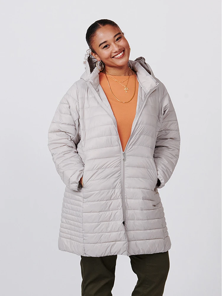 ブラック 【＋LABO】美シルエット軽量中綿ロングコート | フォーエル