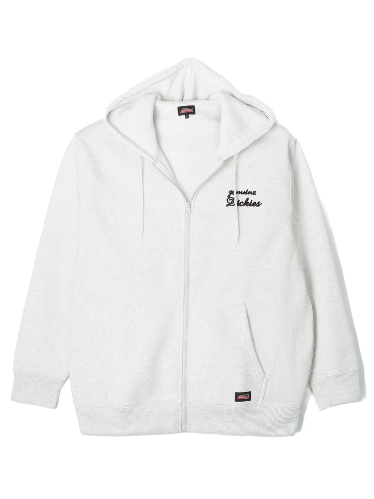L．グレー 【GENUINE DICKIES】裏起毛ワンポイント刺繍フルジップ