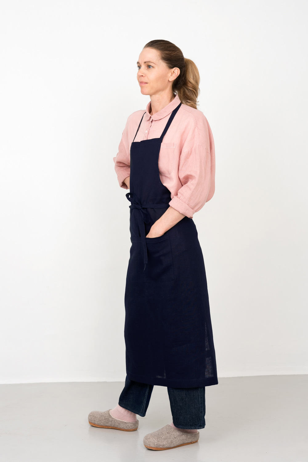 リネン フルエプロン ネイビー | fog linen work