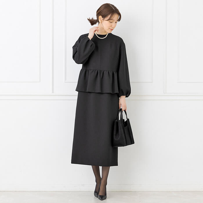 NOKO OHNO ブラックスカラップヘム ワンピース NOKO OHNO ブラック