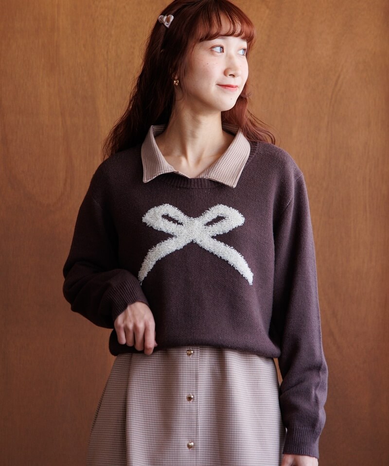 50%OFF】popping ribbon knit～ﾎﾟｯﾋﾟﾝｸﾞﾘﾎﾞﾝﾆｯﾄ | flower／フラワー