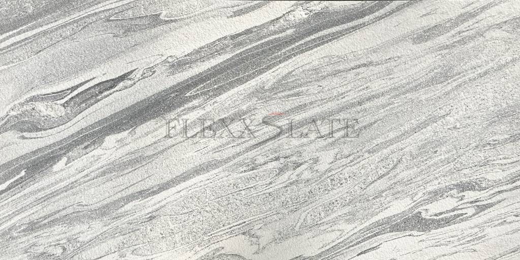 4'x8' WAVES WHITE Marble Veneer Panel - FLEXX SLATE