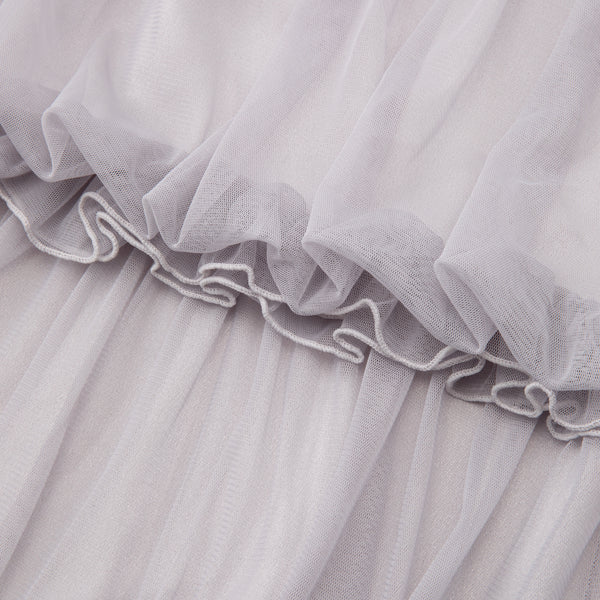 チュールバルーン ダブルカーテン H2000×W1000 ライトグレー（レース