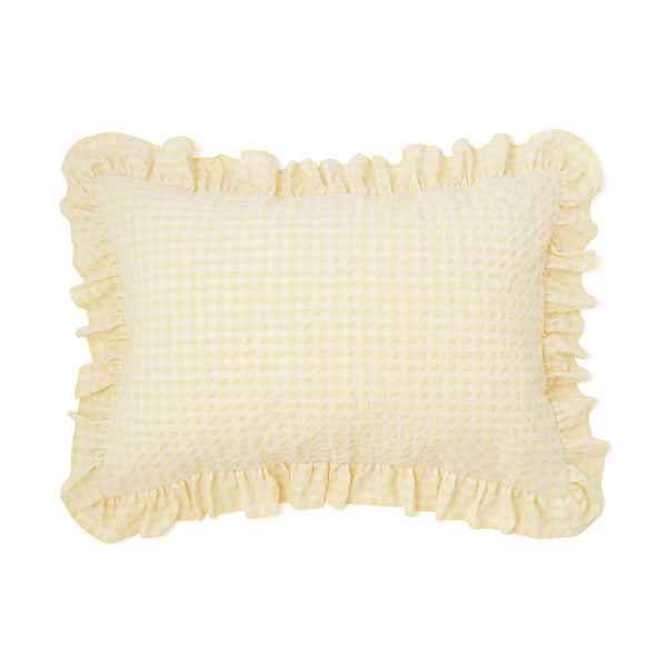 フリルチェック 寝具カバーセット シングル アイボリー×イエロー