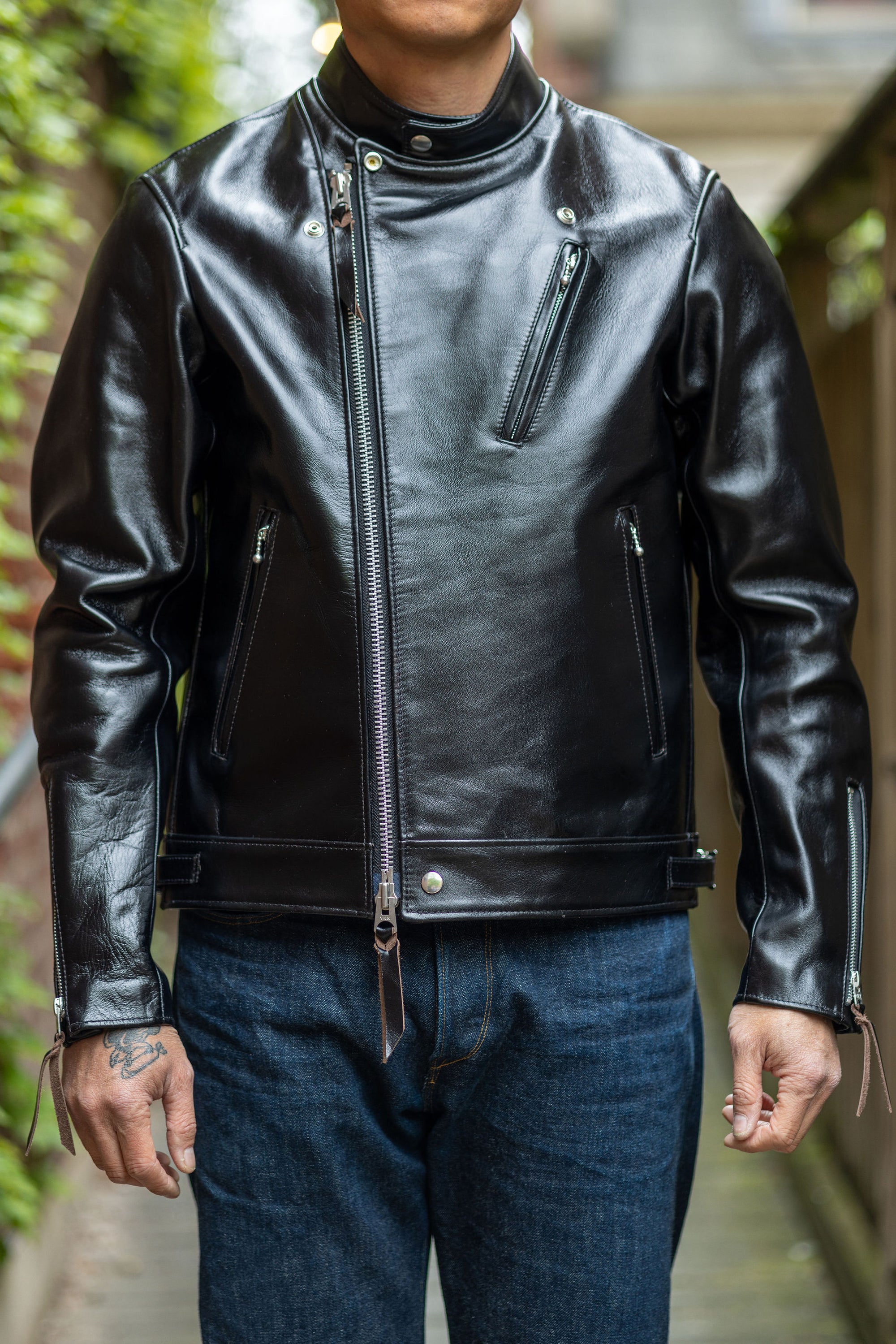 Iron Heart IHJ-128-BLK Japanese Horsehide Double Motorcycle Jacket
