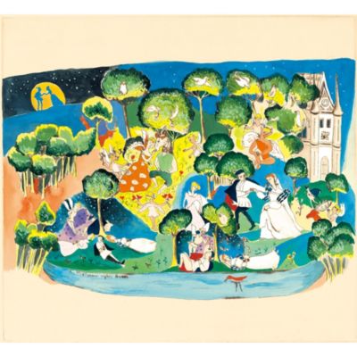 山本容子作(ヤマモトヨウコ サク)の『夏の夜の夢』銅版画，手彩色通販