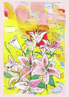 山本容子作(ヤマモトヨウコ サク)の『花氷』銅版画 手彩色通販