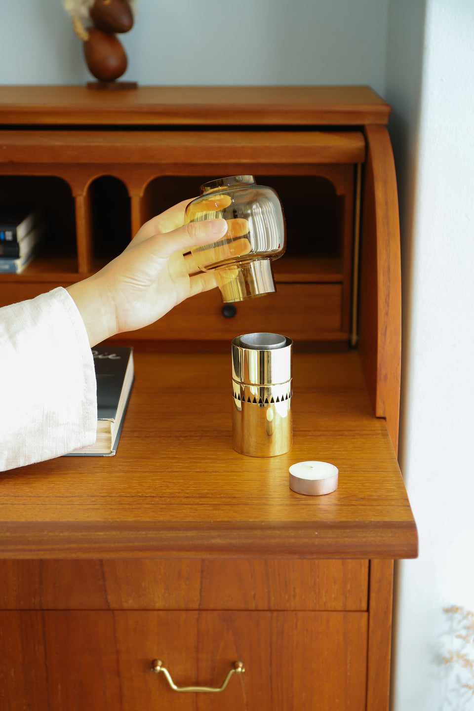 北欧ヴィンテージ キャンドルホルダー ガラス 燭台 ミッドセンチュリー