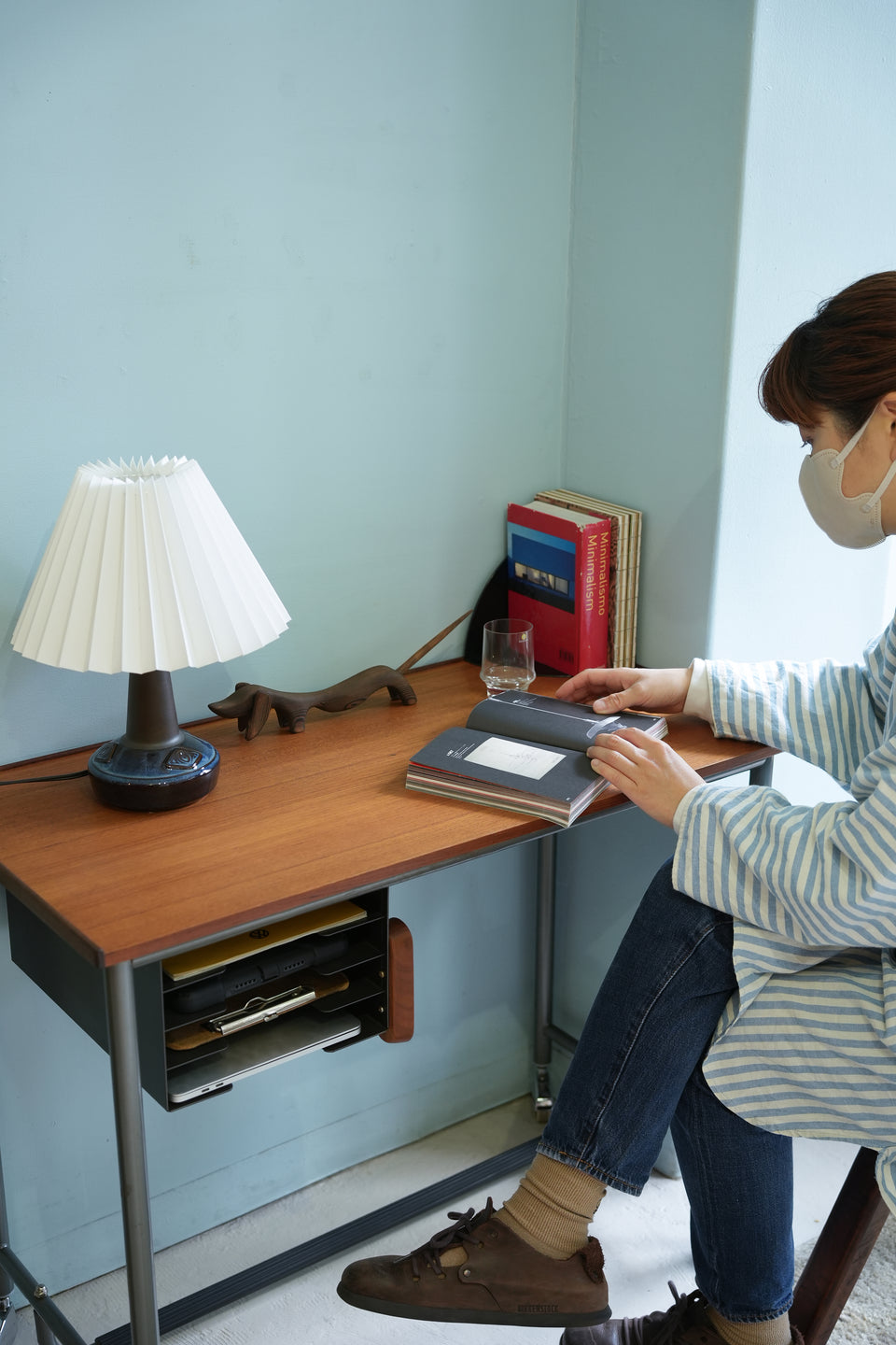 デンマークヴィンテージ スモールデスク キャスター付 北欧家具/Danish