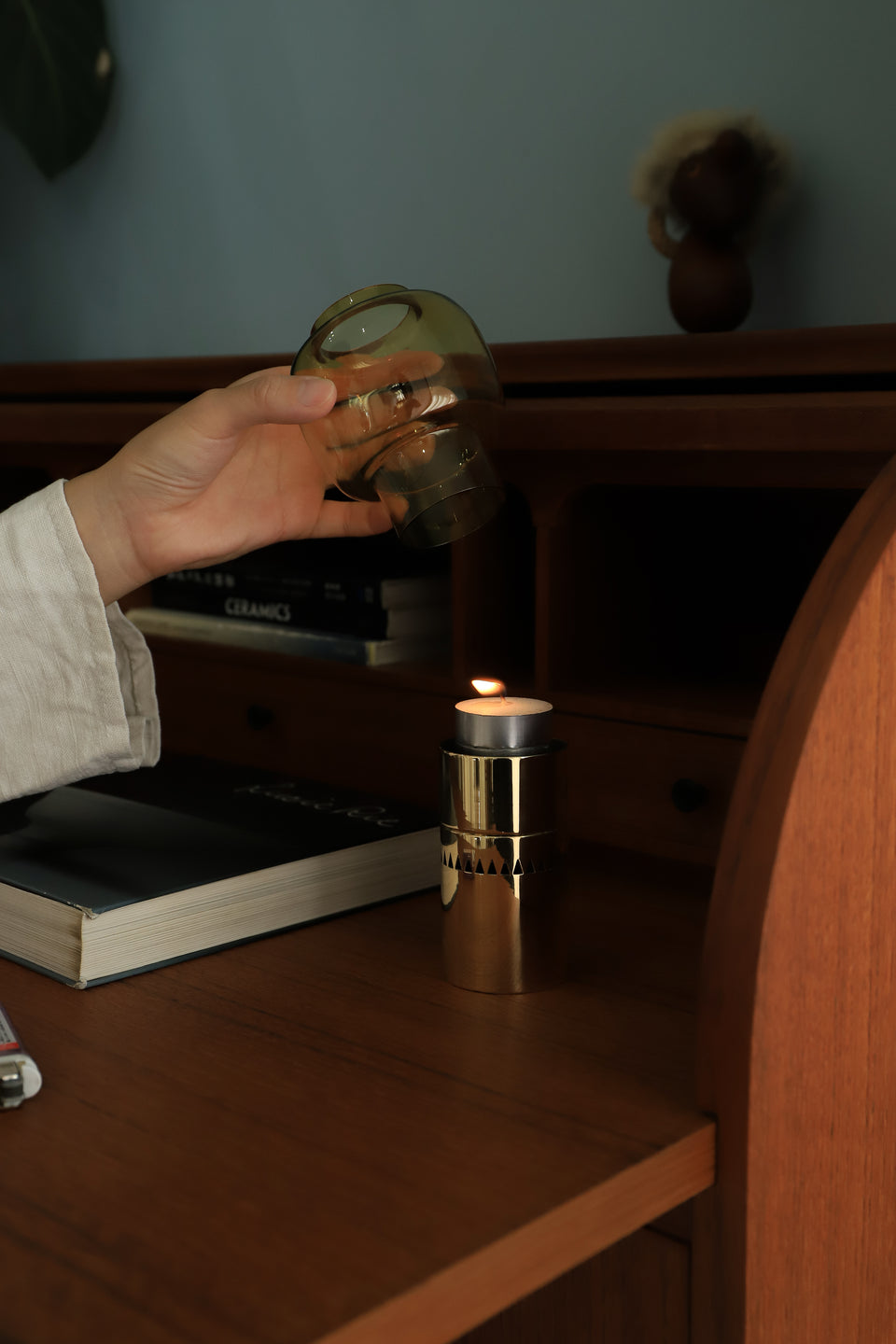 北欧ヴィンテージ キャンドルホルダー ガラス 燭台 ミッドセンチュリー