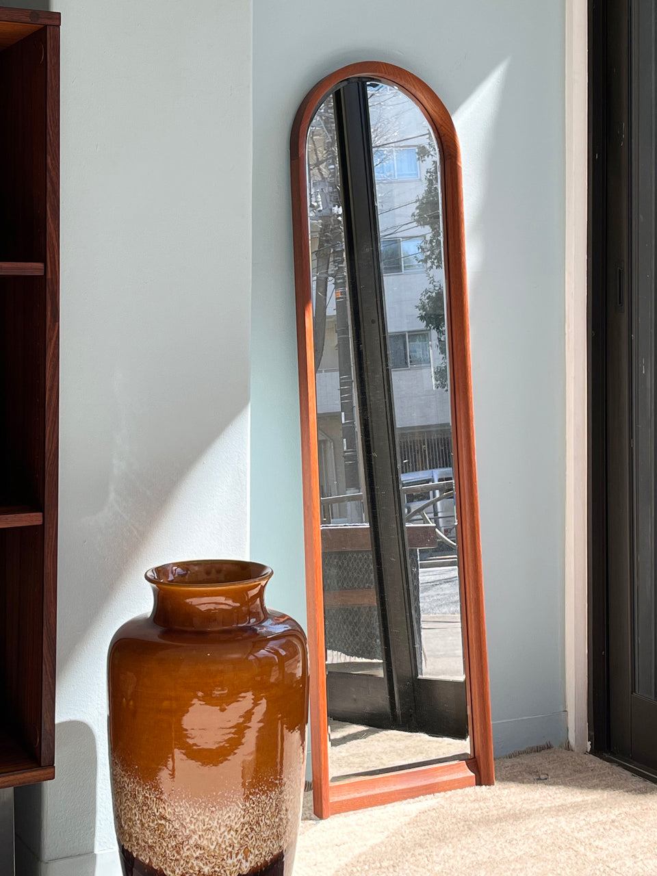 チーク材 姿見 ミラー アーチ型フレーム /Teakwood Arched Frame Full