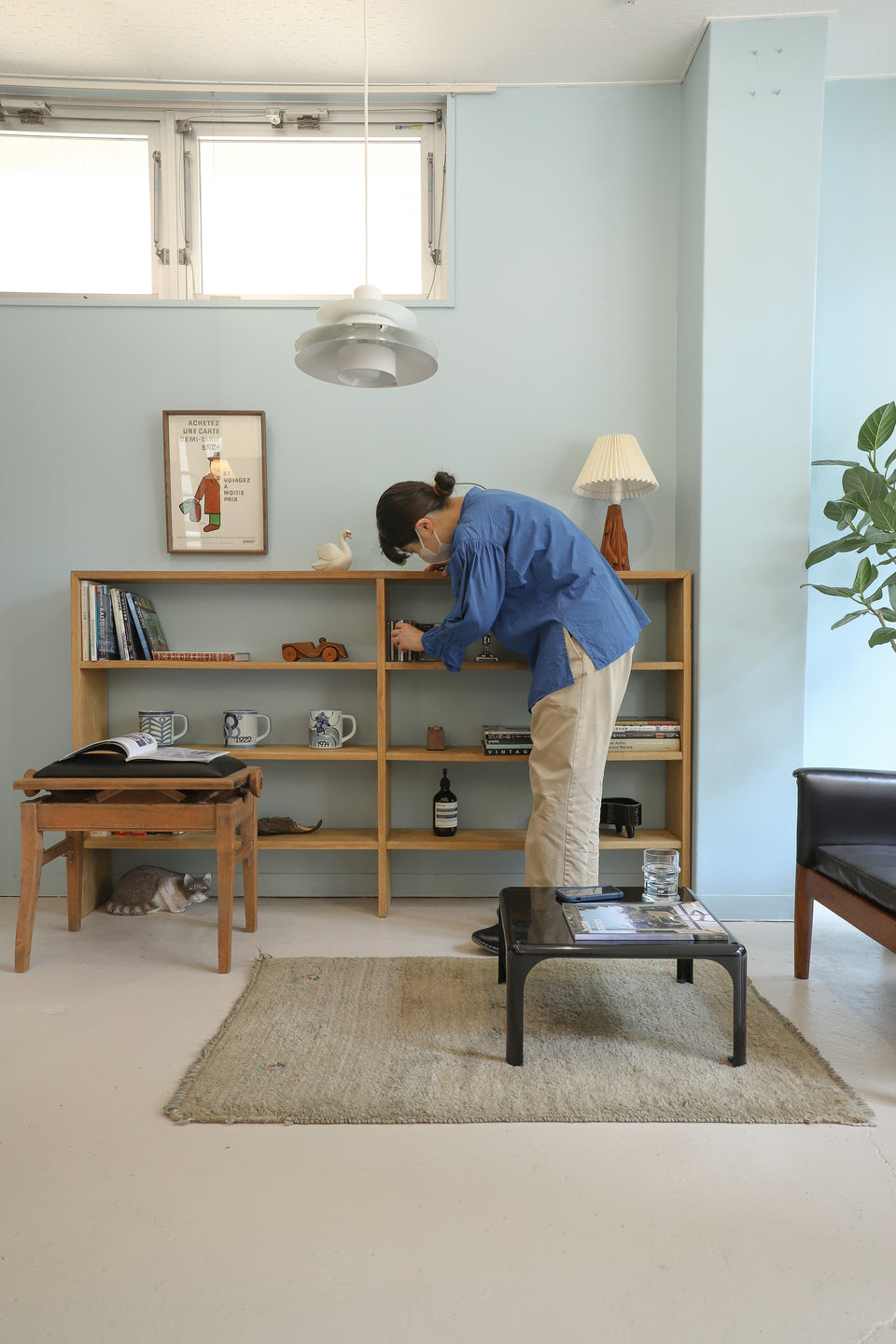 ジャパンヴィンテージ オープンシェルフ 木製 本棚 レトロモダン