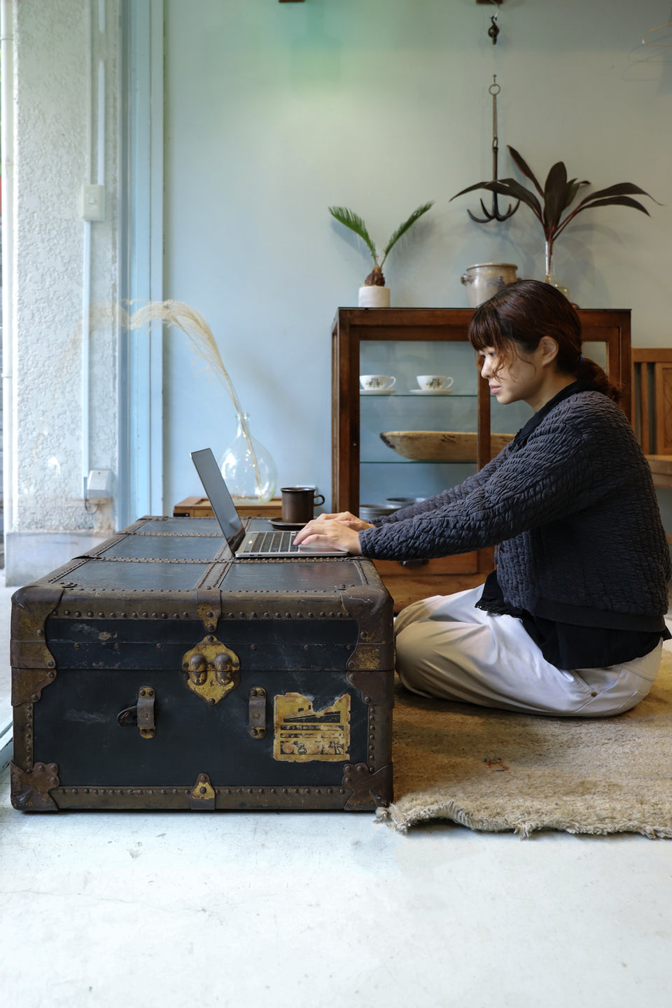 アメリカ アンティーク スチーマートランク スーツケース ディスプレイ