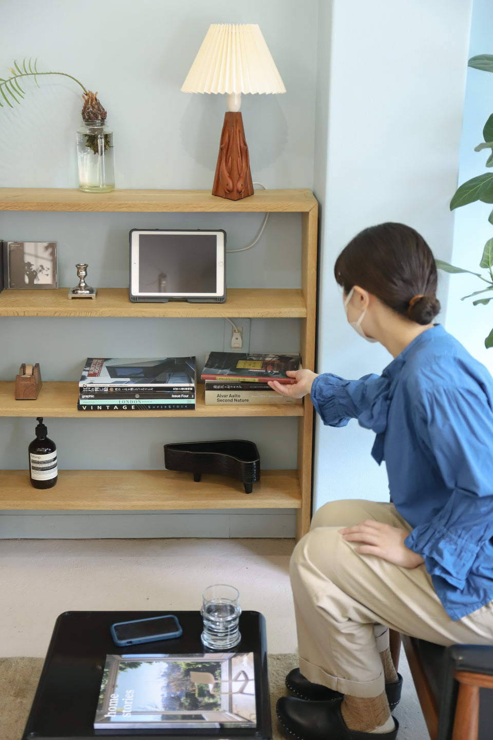 ジャパンヴィンテージ オープンシェルフ 木製 本棚 レトロモダン