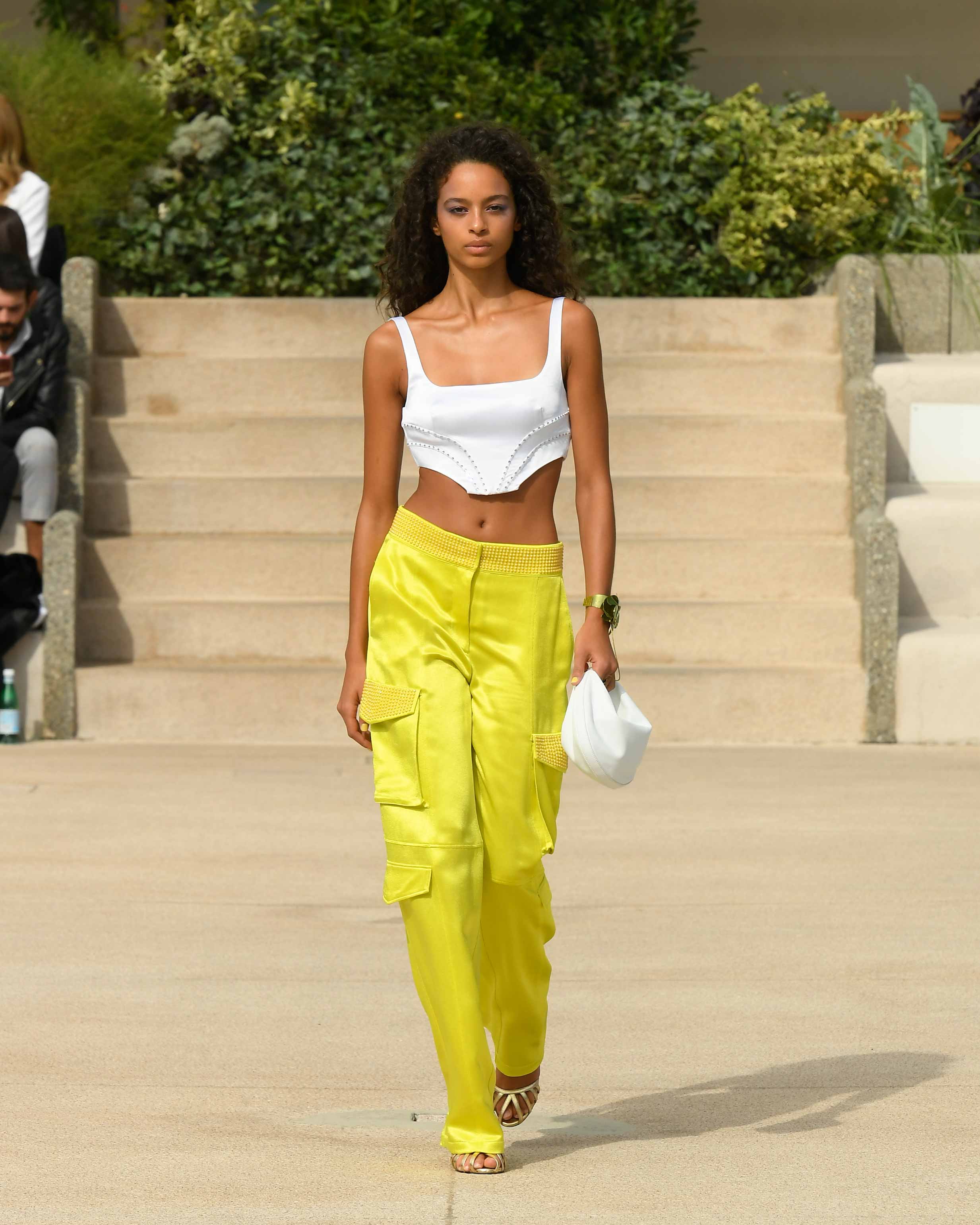 Satin cargo yellow pants - Genny