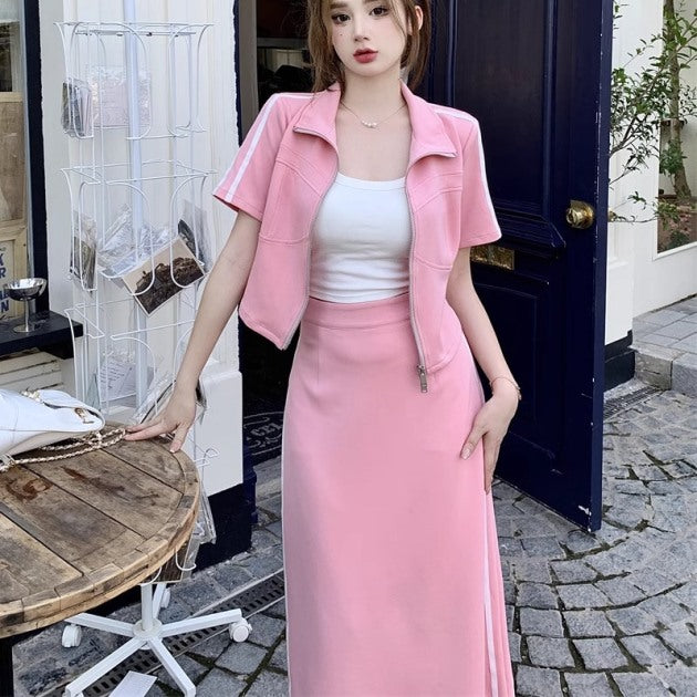 ジャージ セットアップ レディース ロングスカート 半袖 トラック