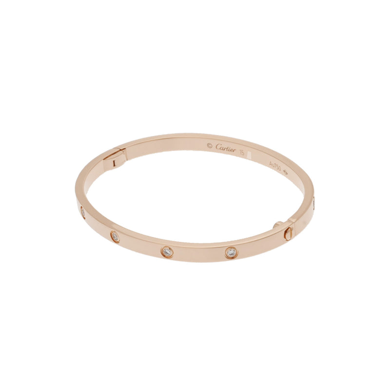 カルティエ ラブブレス SM オールダイヤ #15 レディース K18ピンク
