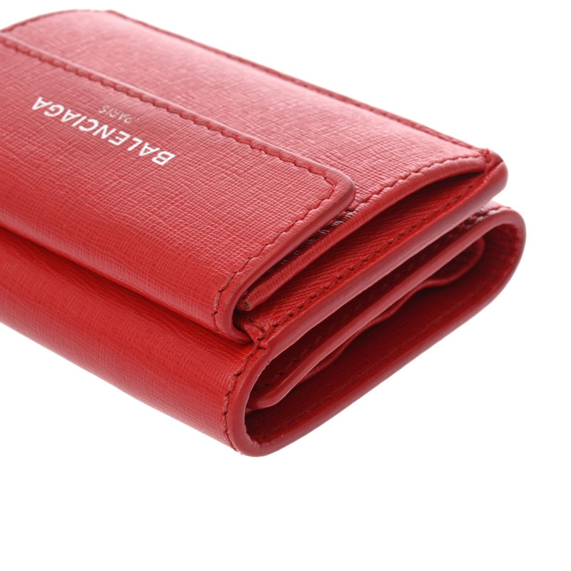 バレンシアガ 三ツ折財布 ミニウォレット レッド シルバー金具 ユニ