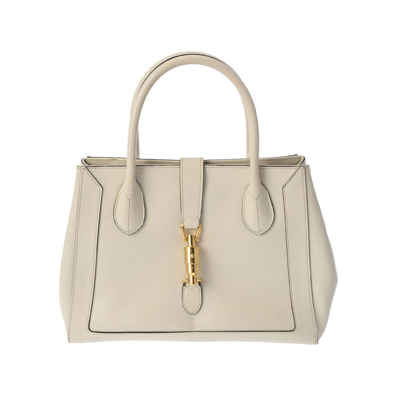 グッチジャッキー 1961 ミディアム 白 ゴールド金具 レディース レザー