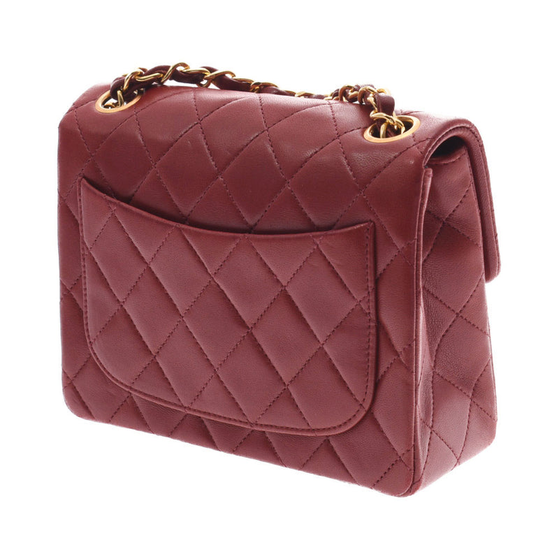 シャネルミニマトラッセ チェーンショルダーバッグ ボルドー系