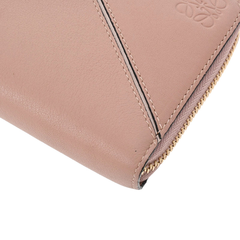 ロエベアナグラム パズル ジップアラウンド ベージュ/ピンク