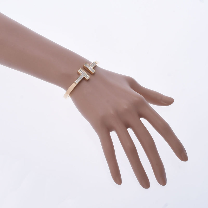 ティファニーTスクエア バングル パヴェダイヤ レディース K18イエロー