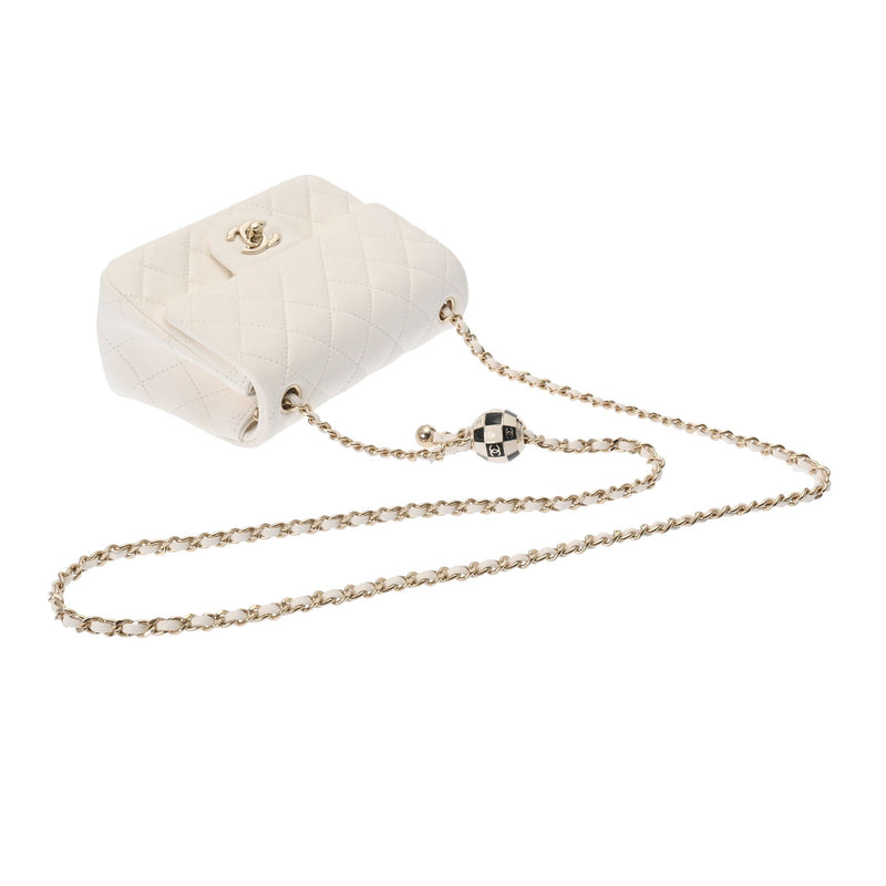 シャネルミニチェーンショルダー ココボール 42976 白 シャンパン