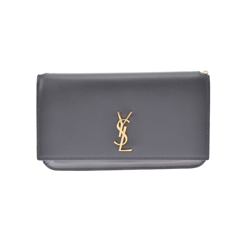 サンローランモノグラム フォンホルダー グレー レディース レザー