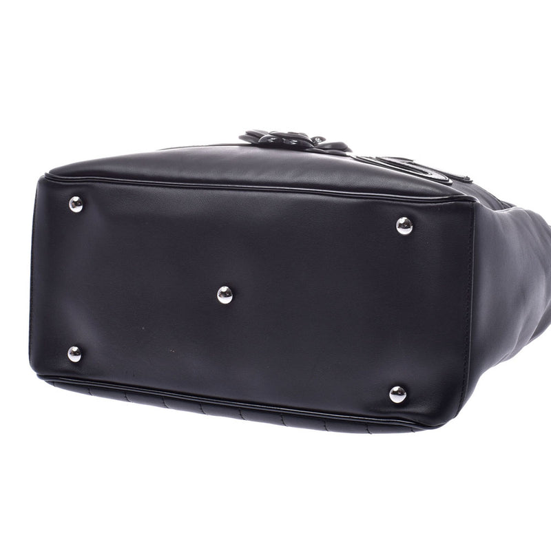 シャネルカメリア NO.5 チェーントートバッグ 黒 シルバー金具