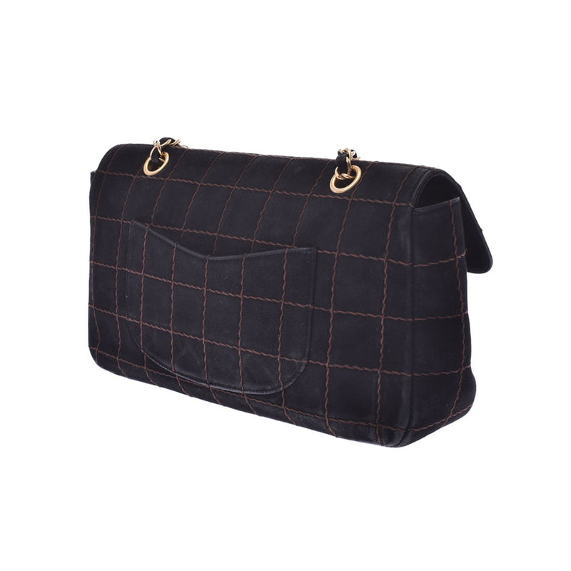 シャネルチョコバー チェーンショルダーバッグ 黒 ゴールド金具