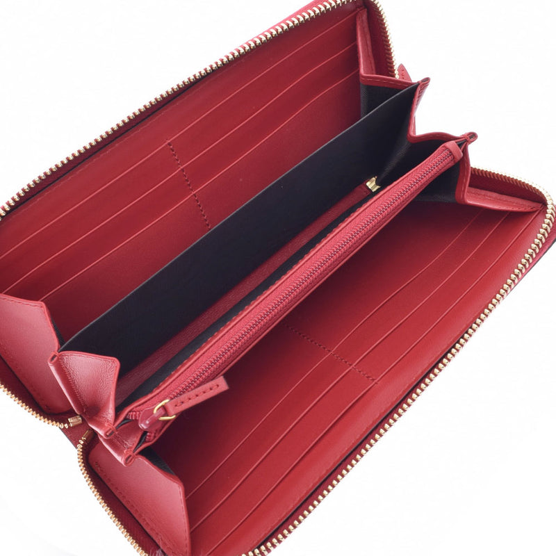 グッチミスティックキャット ラウンドファスナー ベージュ/赤 ゴールド