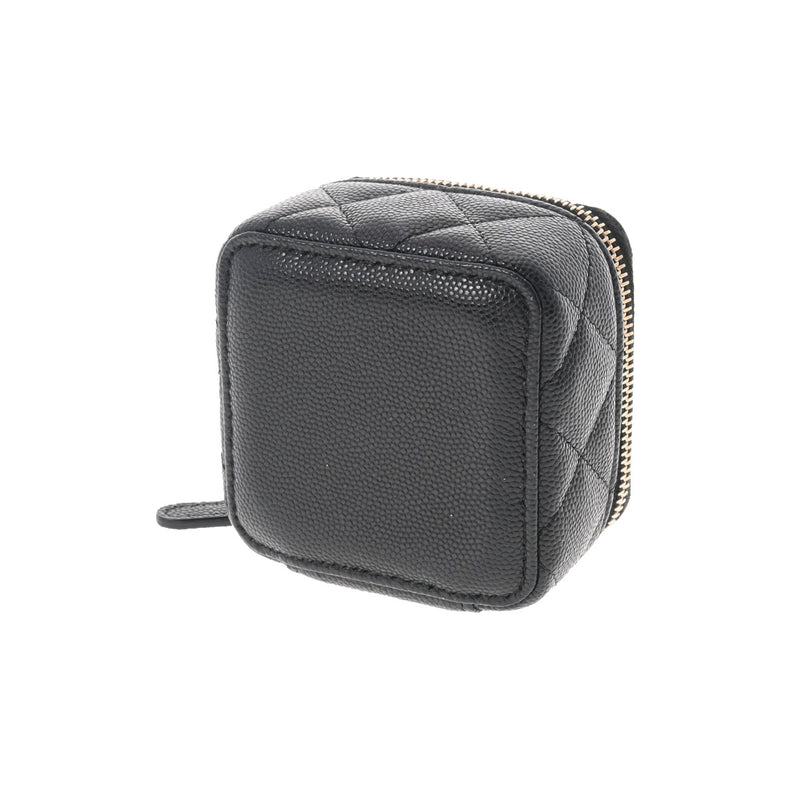 シャネルジュエリーポーチ 黒 シルバー金具 ユニセックス キャビア