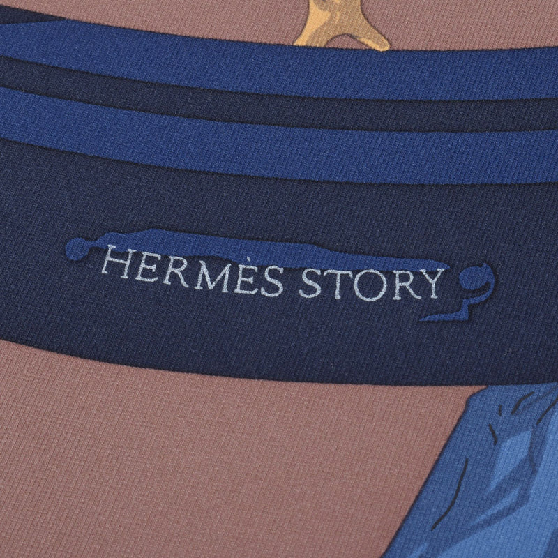 エルメスカレ90 HERMES STORY ブラウン/ネイビー レディース スカーフ