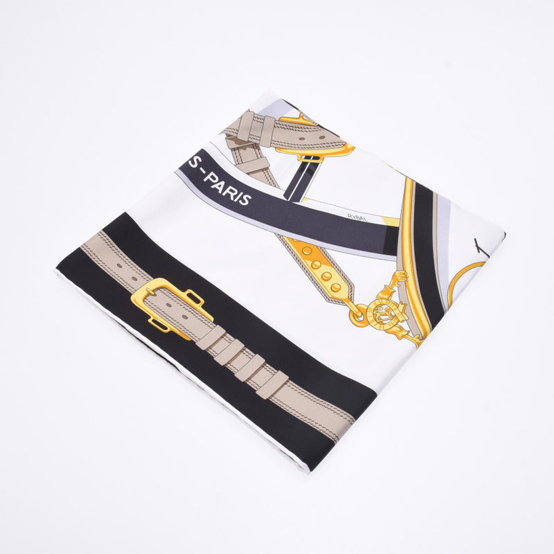 エルメスカレ90 自由への車輪 2021春夏 白/黒 レディース スカーフ