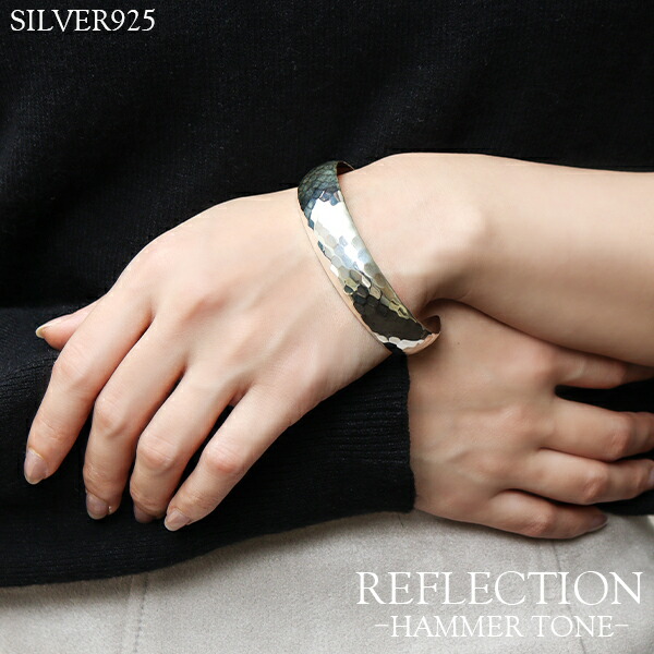 槌目 シルバーバングル 幅1.4cm シルバーアクセサリー シルバー