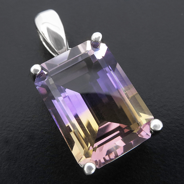 アメトリン シルバー ペンダントトップ カット スクエア 天然石