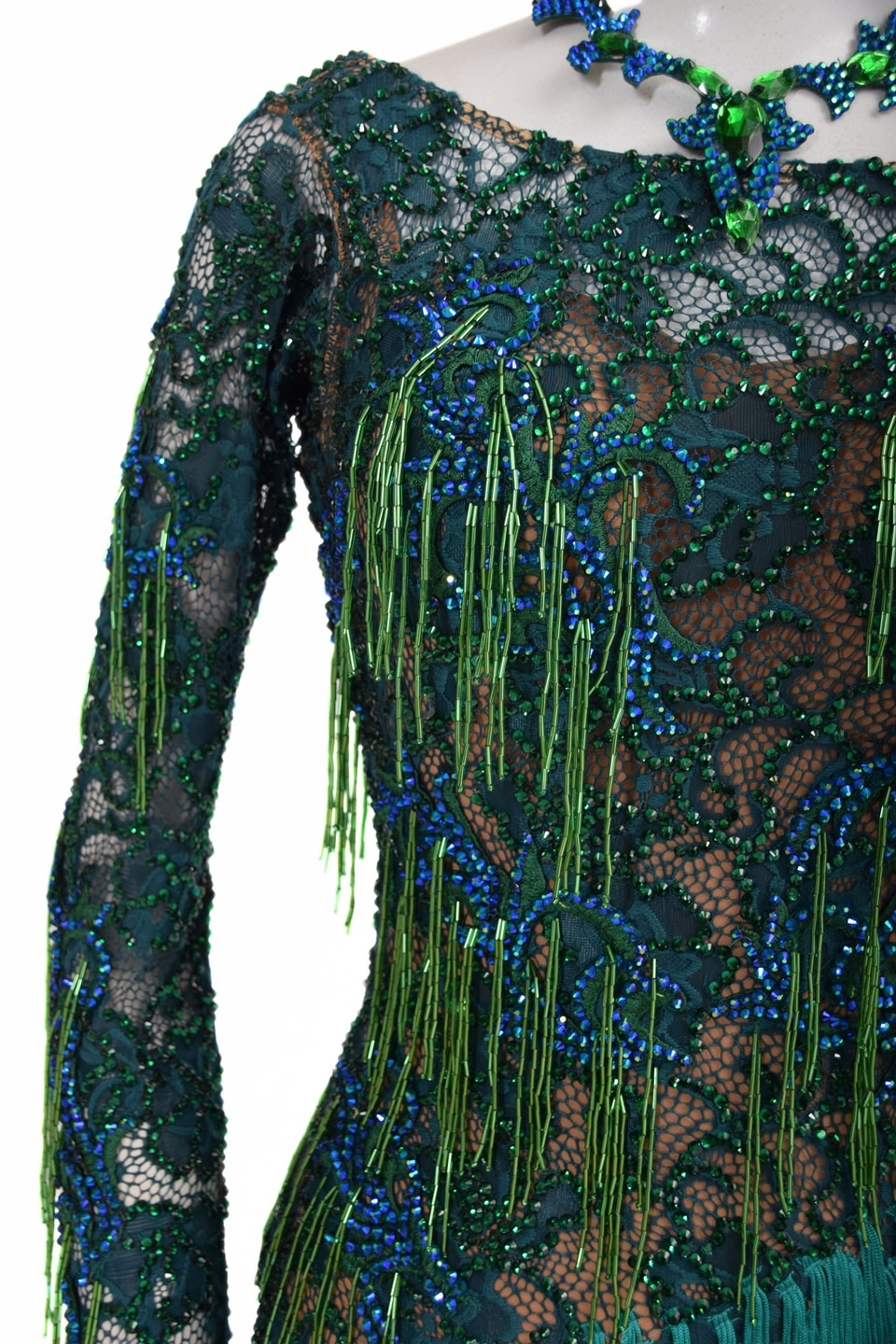 ラテンドレス WL0145D フォレストグリーン M 社交ダンス タカダンス