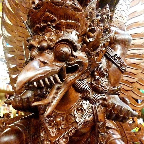 ガルーダ＆ヴィシュヌ神【H120cm】／ヒンドゥー教神話の神様像／バリ