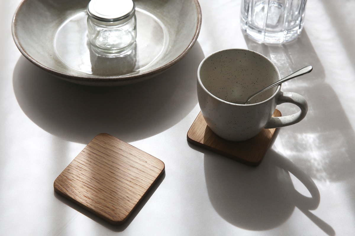 木製コースター2枚セット 国産家具 大川家具 無垢材 手作り 茶托