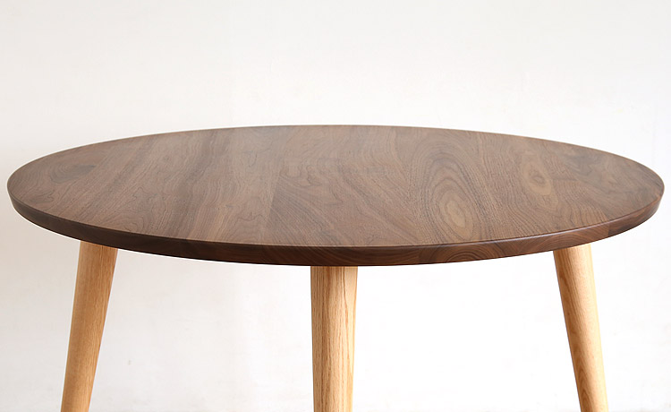 円形ダイニングテーブル ウォールナット オーク 無垢 幅105 120cm 高さ