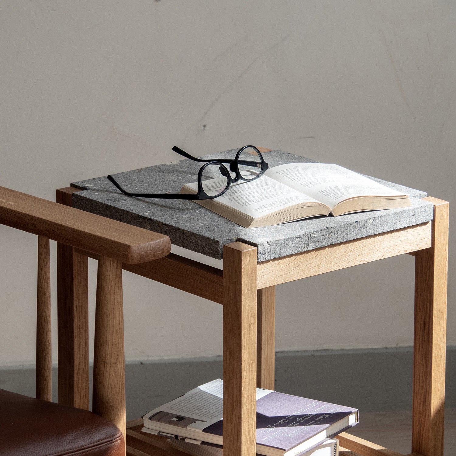 zara / 天然石天板の長方形サイドテーブル zara / 天然石天板の長方形