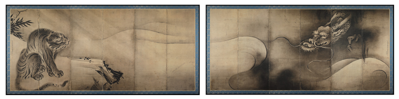 龍虎図屏風(りゅうこずびょうぶ)」6曲1双の高精細複製品を大分県立