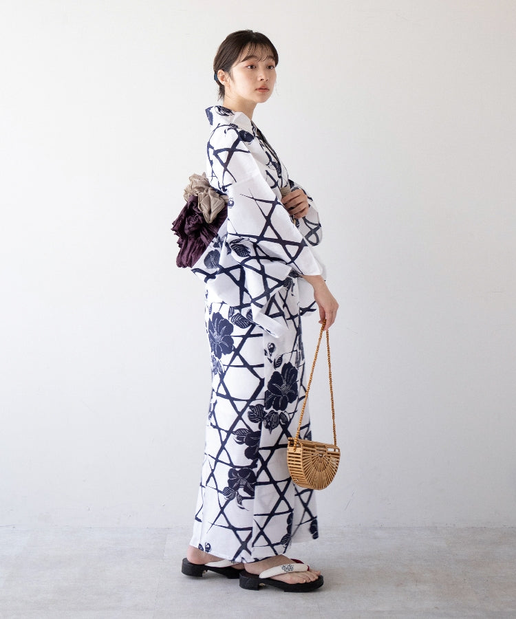 こだわり浴衣5点セット (浴衣/帯/下駄/腰紐/着付け冊子)※プリーツ