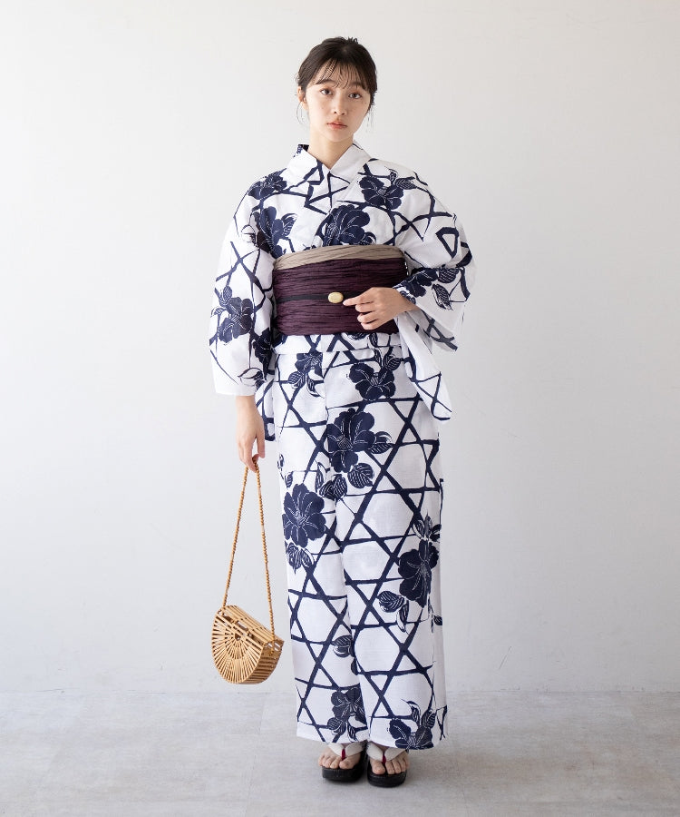 こだわり浴衣5点セット (浴衣/帯/下駄/腰紐/着付け冊子)※プリーツ